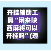 开挂辅助工具“闲来陕西麻将可以开挂吗”(透视)开挂辅助脚本+详细开挂安装教程-第1张图片