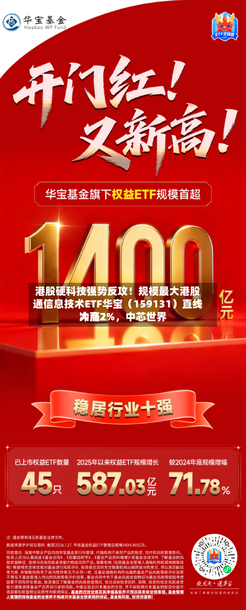 港股硬科技强势反攻！规模最大港股通信息技术ETF华宝（159131）直线冲高2%，中芯世界大涨7%-第1张图片
