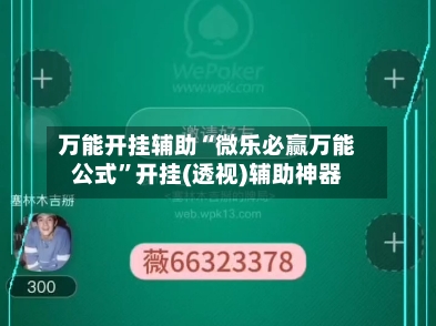万能开挂辅助“微乐必赢万能公式	”开挂(透视)辅助神器-第1张图片