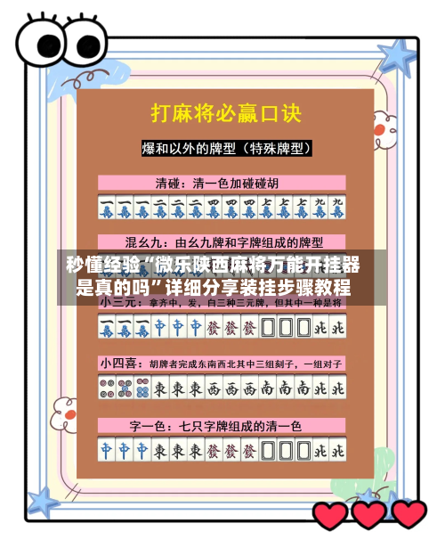 秒懂经验“微乐陕西麻将万能开挂器是真的吗”详细分享装挂步骤教程-第1张图片